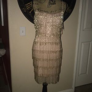 Adrianna Papell beaded fringe dress